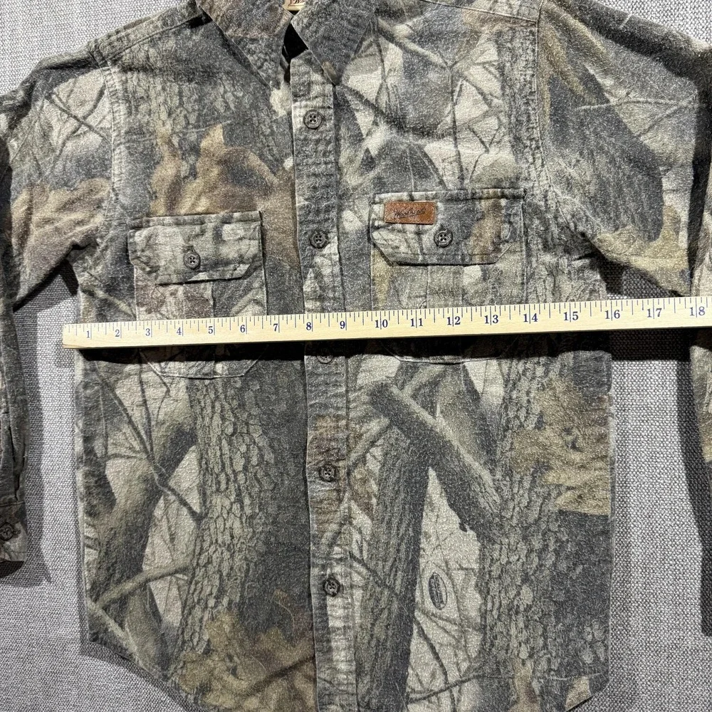 Woolrich‎ Shirt Youth 8-10 Brown Camo Flannel Long Sleeve Button Up Hunting